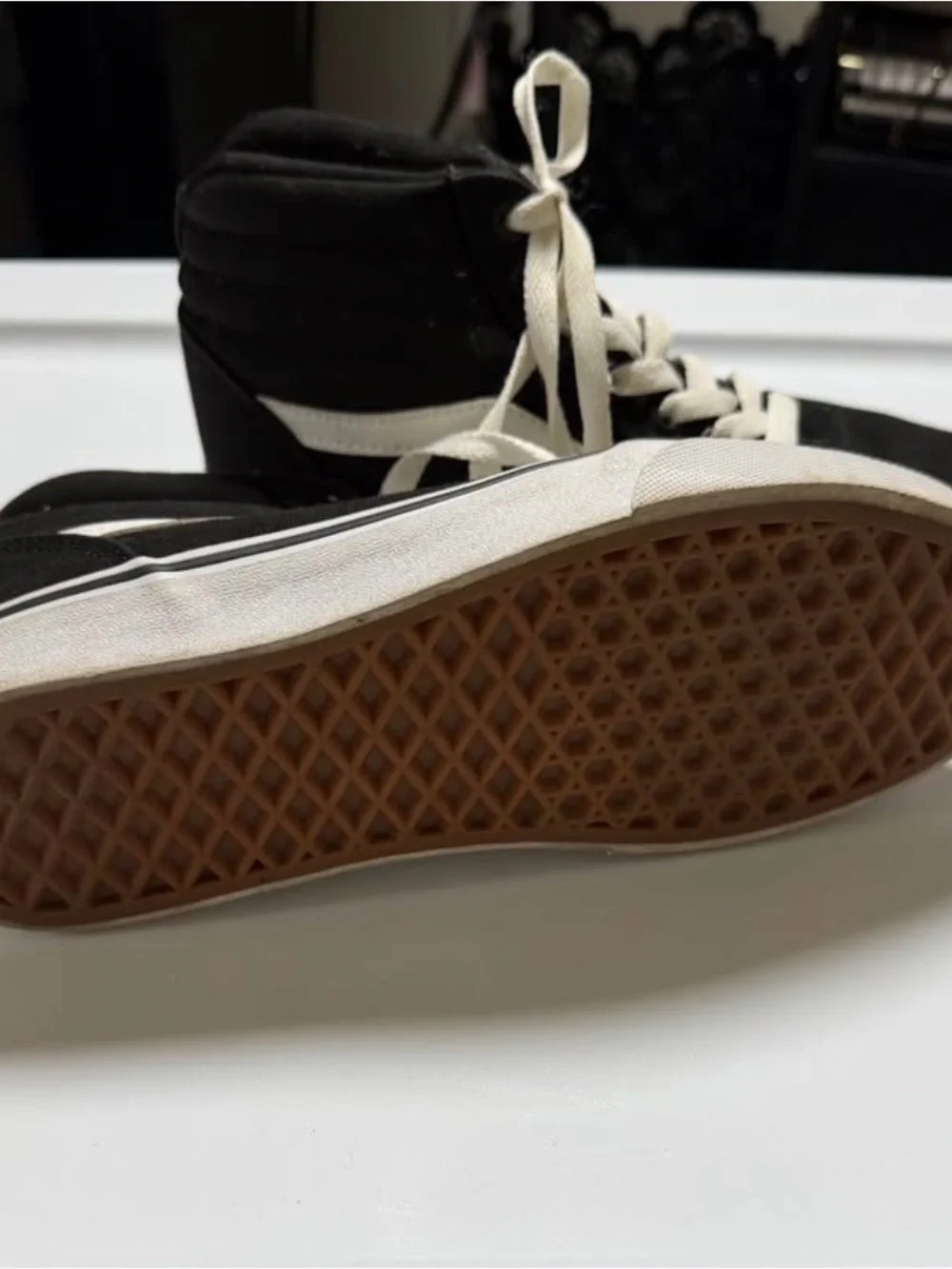 Vans Black High-Top Sneakers with Cream Accents